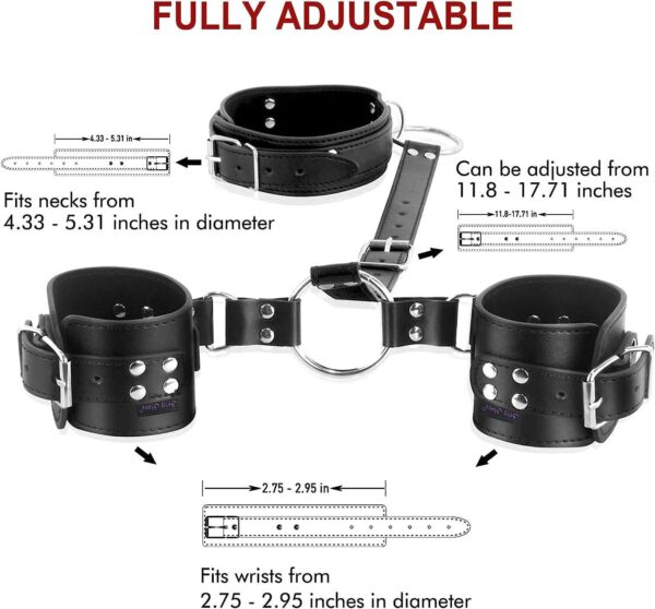 Neck to Wrist Restraints kit, Adult Sex Toys Frisky Beginner Behind Back Handcuffs Collar, Adjustable Bondage Set, Couple SM Sex Game Tool Sweater Yoga W13 - Image 3