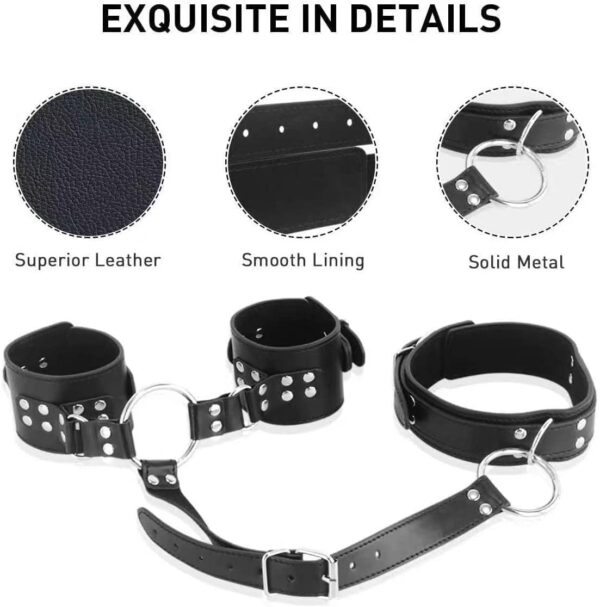 Neck to Wrist Restraints kit, Adult Sex Toys Frisky Beginner Behind Back Handcuffs Collar, Adjustable Bondage Set, Couple SM Sex Game Tool Sweater Yoga W13 - Image 4