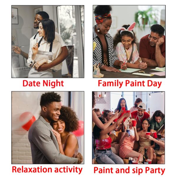 2 Pack Paint and Sip Canvas Painting Kit Pre Drawn Canvas for Painting for adults Stretched Canvas Couples Games Date Night Romantic Starry Night Anniversary Gifts Couple Paint Party 8X10 - Image 5