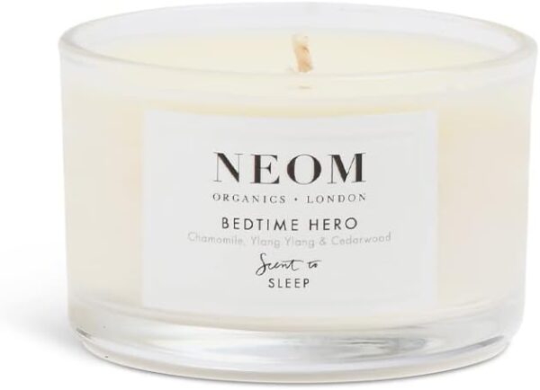 NEOM- Bedtime Hero Scented Candle, Travel Size | Essential Oil Aromatherapy Candle | Ylang Ylang & Chamomile | Scent to Sleep - Image 4