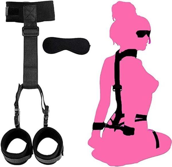 BDSM Neck to Wrist Bondage Restraints Set - Behind Back Handcuffs Collar with Blindfold Bed Ties Restraints Sex Toys Slave Restraints Handcuffs Bondage Rope Kit for Couples SM Games Yoga Sweater N0m6 - Image 4