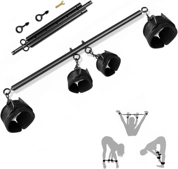 Spreader Bar Sex Toys BDSM Bondage Restraints with Handcuffs Ankle Cuffs for Couples Adults SM Games Adjustable 22-36 Inch - Image 2