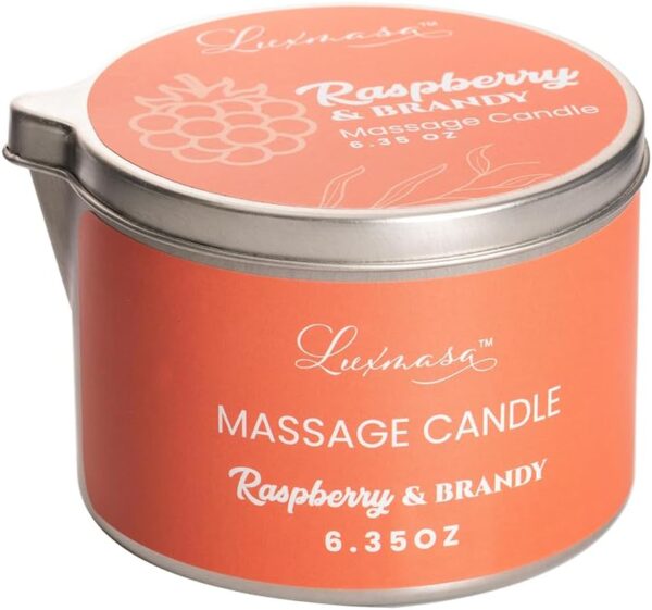 Natural Soybean Massage Candles for Massage Therapy-Romantic Candles for SPA Treatment-Body Oil Candle for Relaxation 6.35OZ (Raspberry & Brandy Scent) - Image 3