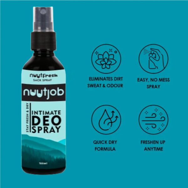 NuutFresh Intimate Deo Spray for Men 3.38 fl oz | Sack Deo Spray | Tea Tree, Witch Hazel & Green Tea Extract | Alcohol Free | Controls Sweat & Odour | For Men-Boys - Image 5