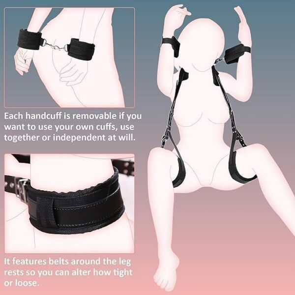 Adult Sex Toys Plush Leather Handcuffs Collars,Bed Ties Restraints Neck to Wrist Restraints Rope kit,Adjustable Bondage Gear & Accessories,Couple SM Sex Game Tool Yoga Sweater C1 - Image 4