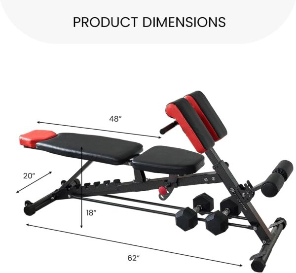 Finer Form Multi-Functional FID Weight Bench for Full All-in-One Body Workout – Hyper Back Extension, Roman Chair, Adjustable Ab Sit up Bench, Incline Decline Bench, Flat Bench - Image 7