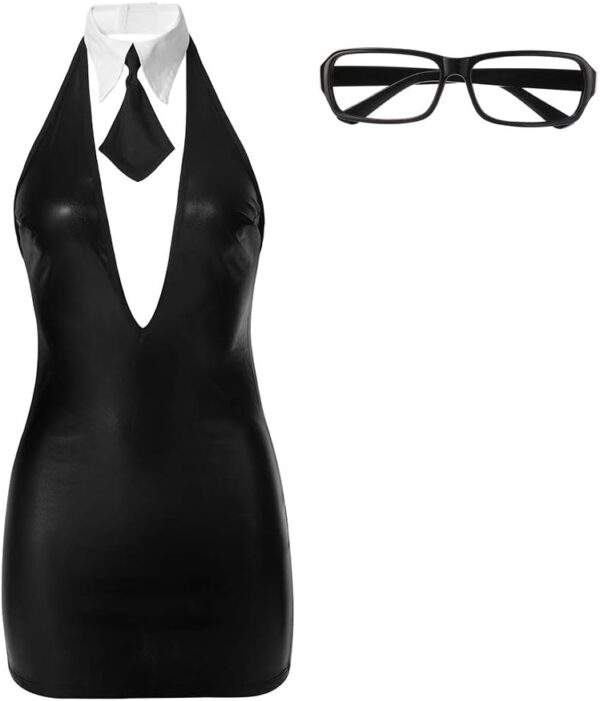 Sexy Costume for Women Mini Secretary Lingerie Backless Dress Uniform - Image 2