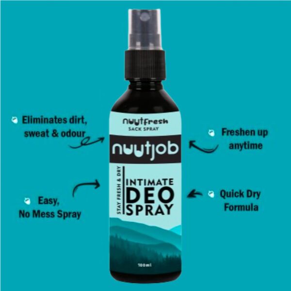 NuutFresh Intimate Deo Spray for Men 3.38 fl oz | Sack Deo Spray | Tea Tree, Witch Hazel & Green Tea Extract | Alcohol Free | Controls Sweat & Odour | For Men-Boys - Image 4