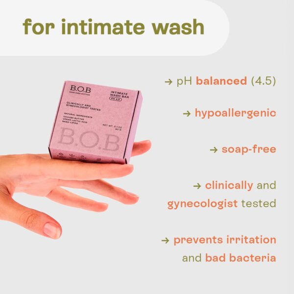 B.O.B BARS OVER BOTTLES Intimate Wash Bar | pH balanced | Daily Feminine Wash | Ideal Ph Balance for Women | Natural, Vegan | Eco-friendly, Sustainable, Plastic Free | Waterless & Zero Waste - Image 3