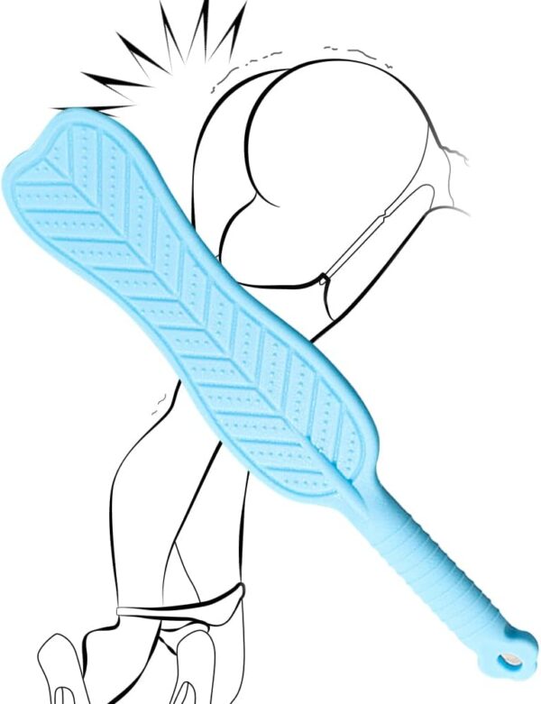 Spanking Paddle for Sex Adult Play,Textured Rubber Palm-Leaf Fan Shaped Slapper Sex Paddle, Bumps Flexible Flirt Toy for SM Bondage Game Adult Sex Toys,for Couple/Women/Gay 14.96 inch BDSM (Blue) - Image 2