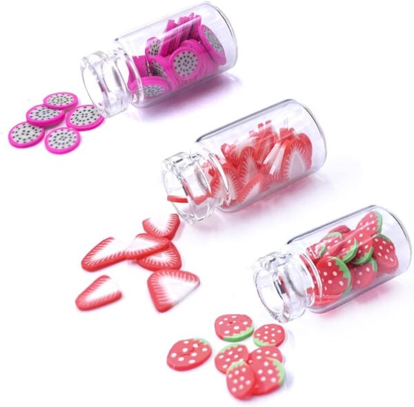 HKLMRO 30PCS Cute Miniature Dollhouse Food Jar Glass Bottle 1:12 Pretend Play Doll House Kitchen Decoration 1:6 Lovely Mini Fruit Simulation Scene Candy Snack Model Game Party Toy for Adults Teenagers - Image 5