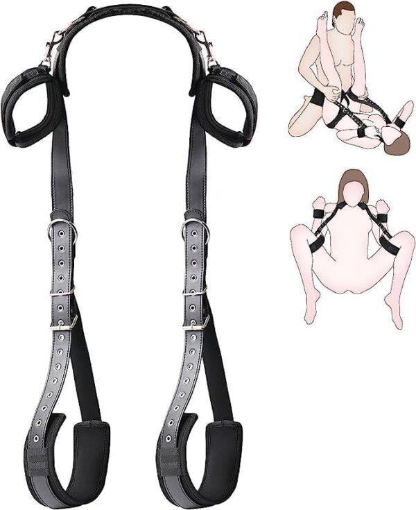 Adult Sex Toys Plush Leather Handcuffs Collars,Bed Ties Restraints Neck to Wrist Restraints Rope kit,Adjustable Bondage Gear & Accessories,Couple SM Sex Game Tool Yoga Sweater C1 - Image 3