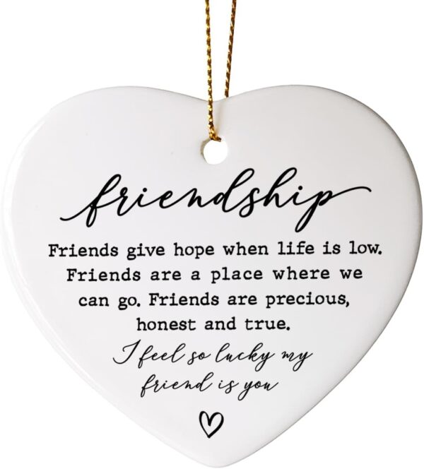 Friendship Gift for Best Friend, Friends Gift for Bestie Gift, Support Friendship Gift for Soul Sisters, Friendship Present Christmas Ceramic Keepsake Ornament - Image 2