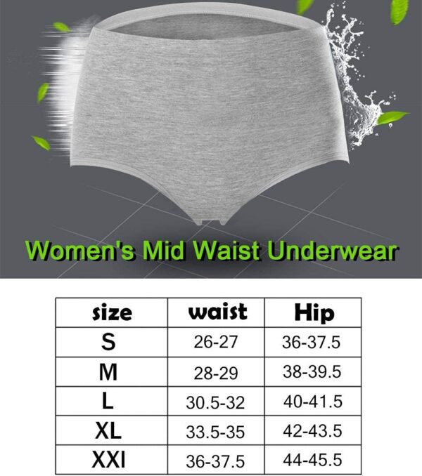 Womens Underwear,Cotton Mid Waist No Muffin Top Full Coverage Brief Ladies Panties Lingerie Undergarments for Women Multipack - Image 7