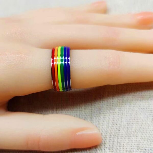 Pride Ring Titanium Steel Eternity LGBT Rainbow Rings for Gay Lesbian LGBTQ Pride Month Friendship Wedding Promise Band Ring Jewelry Gift for Couples Men Women, Size 6-15(Silver, Gold, Black) - Image 8