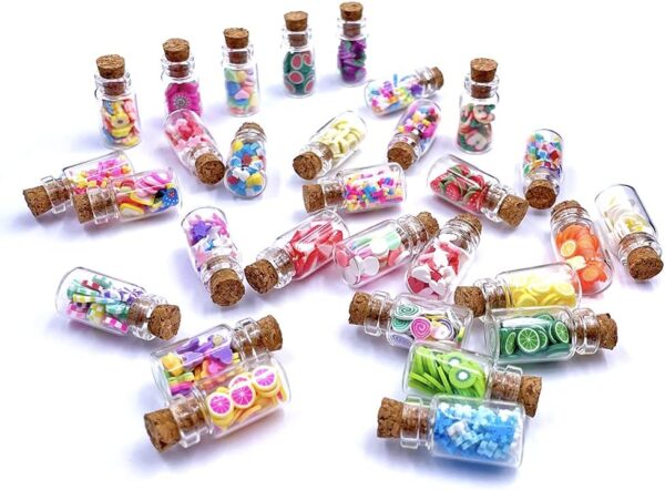 HKLMRO 30PCS Cute Miniature Dollhouse Food Jar Glass Bottle 1:12 Pretend Play Doll House Kitchen Decoration 1:6 Lovely Mini Fruit Simulation Scene Candy Snack Model Game Party Toy for Adults Teenagers - Image 7