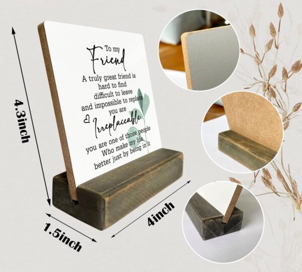 True Frienship Gifts Wood Plaque, A Truely Great Friend is Hard to Find, Difficult to Leave and Impossible to Replace, Plaque with Wooden Stand, Wood Sign Plaque Gift, Gifts For Women Men Friend - Image 3