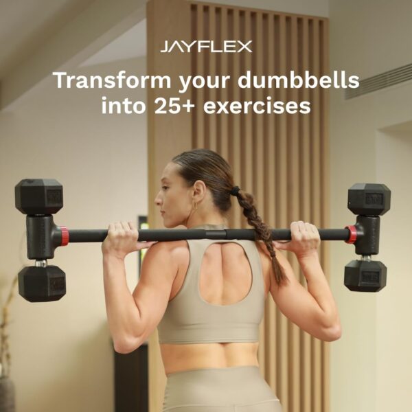 Jayflex Hyperbell Dumbbell Converter - Convert Dumbbells to Barbell Set and Kettlebell for Home Fitness - Adjustable & Up to 200 lb Capacity Weight Barbell for Weight Lifting - Image 3