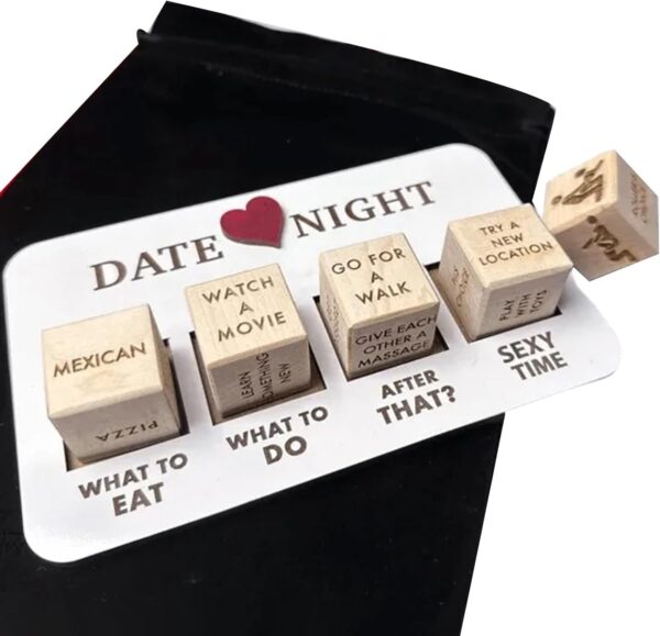 Date Night Dice Kit Set Funny Romantic Couple for Fun Nights Heavy Duty Reusable Valentine's Day Anniversaries Black - Image 2