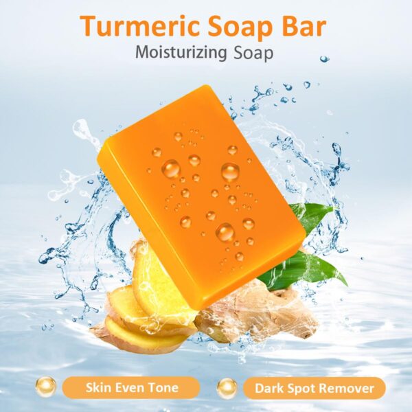 Kojic Acid Turmeric Soap Bar - Dark Spot Remover for Face Even Skin Tone, Moisturizing & Nourishing Natural Ingredients 4Pack - Image 3