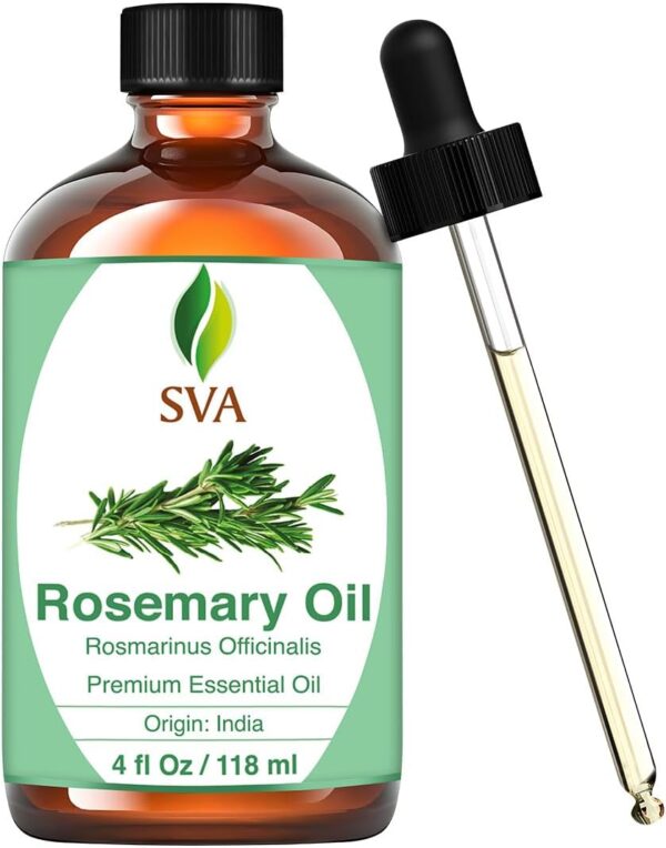 SVA Rosemary Essential Oil – 4 Fl Oz – 100% Natural Rosemary Oil for Hair, Face, Skin Care, Diffuser, Aromatherapy, Scalp, Body Massage, Soap and Candle Making – with Dropper - Image 2