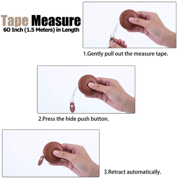 Sewing Tape Measure, Medical Body Cloth Tailor Craft Dieting Measuring Tape, 60 Inch/1.5M Dual Sided Retractable Ruler with Push Button Round - Image 5