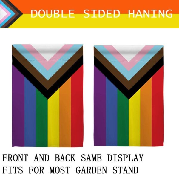 Progress Pride Rainbow Garden Flags - Inclusive Progress Yard Small Flag 12.5x18 Inch for LGBTQ Lesbian Gay Transgender - Image 3