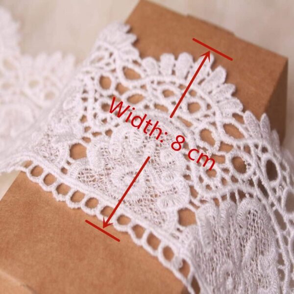 8CM Width Europe Crown Pattern Inelastic Embroidery Lace Trim,Curtain Tablecloth Slipcover Bridal DIY Clothing/Accessories.(2 Yards in one Package) (White) - Image 6