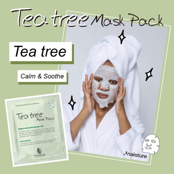 Premium Facial Mask – Tea Tree (5pc) Soothing, Hydrating, and Calming Skincare Sheet Mask for All Skin Types. Ideal for Home Spa Self-Care and a Ideal Gift for Both Women and Men. - Image 7