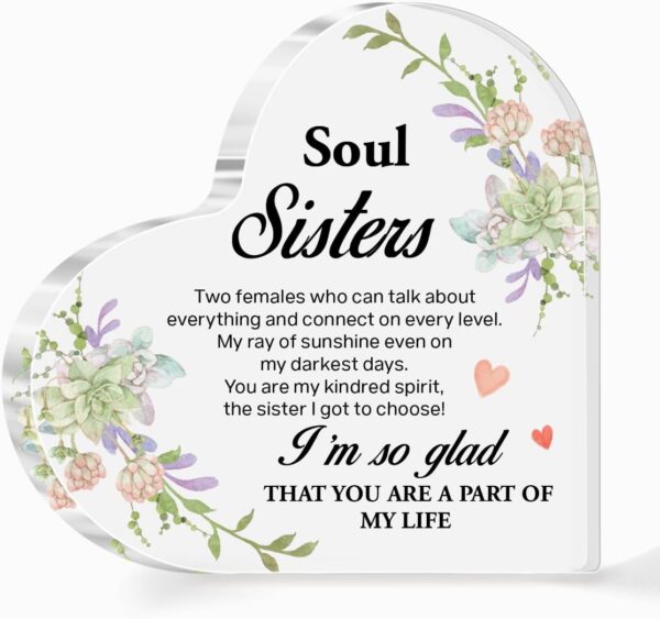 Friendship Gift for Friends,Thank You Gift for Friends,Friend Gifts for Girls Women Christmas Birthday,I'm So Glad That You Are a Part of My Life Quote Acrylic Heart Plaque for Soul Sisters A548 - Image 2