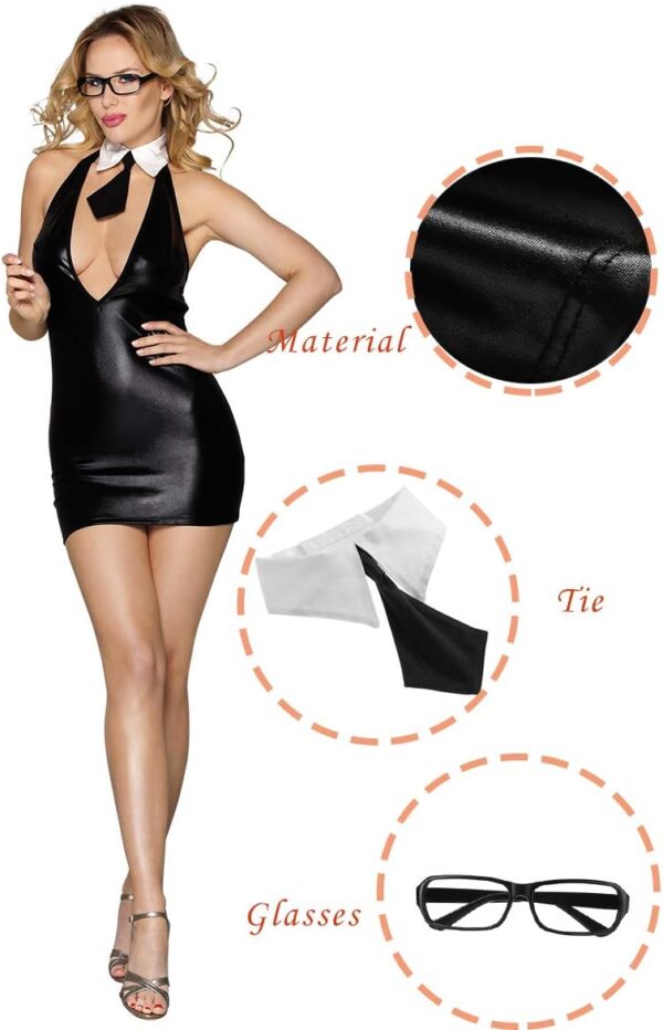 Sexy Costume for Women Mini Secretary Lingerie Backless Dress Uniform - Image 5