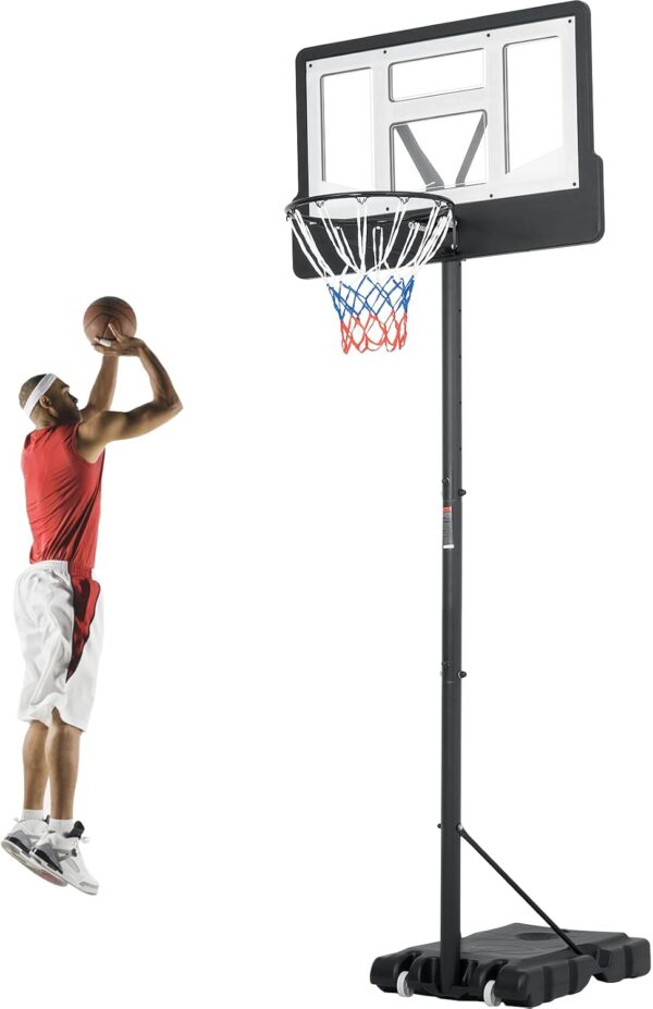 Runnix Portable Basketball Hoop 4.8-6.9FT/4.4-10FT Height Adjustable wit Basketball Goal System PET Impact Backboard and Portable Wheels for Kids and Adults Indoor Outdoor Play - Image 2