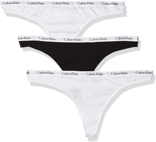 Calvin Klein Women's Carousel Logo Cotton Stretch Thong Panties, 3 Pack - Image 2