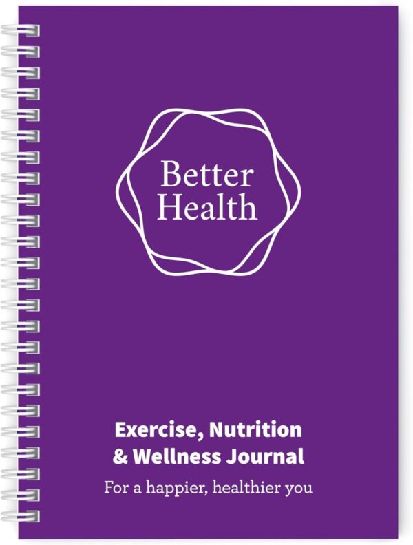 Better Health - Exercise, Nutrition & Wellness Journal - Stay healthy with our handy, simple tracking charts - A5 size with 104 undated pages - For A Happier, Healthier Life (Purple) - Image 2