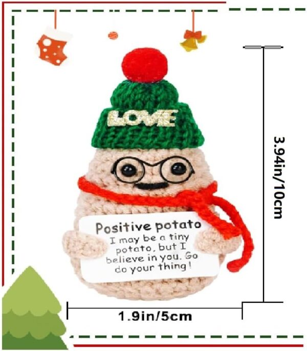 2 PCS Funny Positive Christmas Potato Crochet Gifts Knitting for Handmade Emotional Support Party Decoration Cute Plush Friendship Gift for Christmas - Image 3