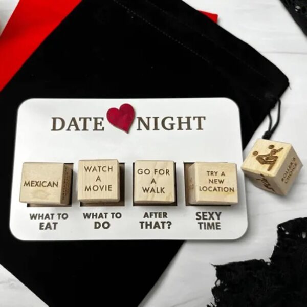 Date Night Dice Kit Set Funny Romantic Couple for Fun Nights Heavy Duty Reusable Valentine's Day Anniversaries Black - Image 6