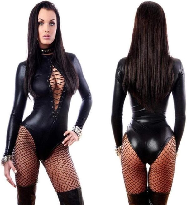 Women Sexy Leather Lingerie Bodysuits Erotic Leotard Club Latex Costume - Image 2