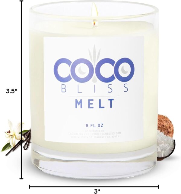 Coco Bliss Melt - Massage Candle 8 Oz | Natural Coconut Moisturizing Body Oil Candles with Vanilla Scent for Women, Men & Couples | Essential Oil Candle with Vitamin E Almond Oil, Cocoa Butter - Image 11