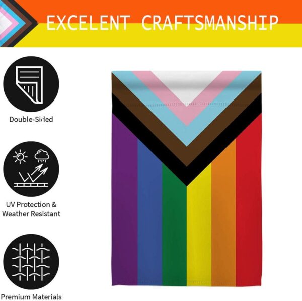 Progress Pride Rainbow Garden Flags - Inclusive Progress Yard Small Flag 12.5x18 Inch for LGBTQ Lesbian Gay Transgender - Image 4