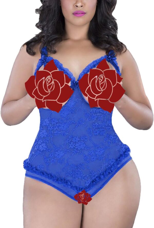 Plus Size Lingerie for Women Sexy One-Piece Teddy Valentine's Day Lingerie Bodysuit - Image 2