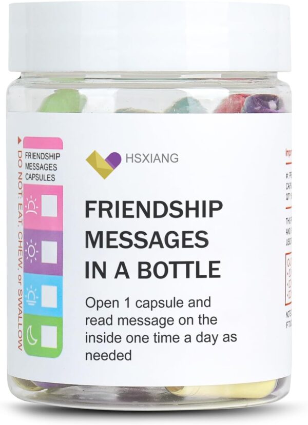 Friendship Messages in a Bottle（5oz）,Friendship Gifts for Your Bestfriend,Women,BFF, Sister, 50PCS Pre-Written Capsule Letters Gifts for Valentine’s Day,Birthday,Thanksgiving, Chrismas Day. - Image 2