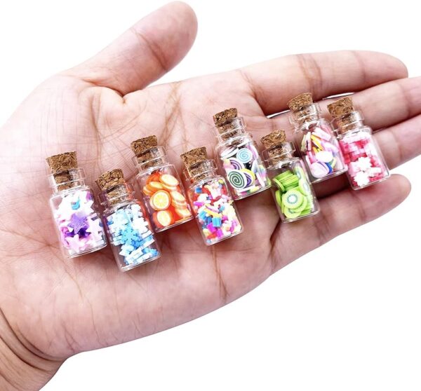 HKLMRO 30PCS Cute Miniature Dollhouse Food Jar Glass Bottle 1:12 Pretend Play Doll House Kitchen Decoration 1:6 Lovely Mini Fruit Simulation Scene Candy Snack Model Game Party Toy for Adults Teenagers - Image 3