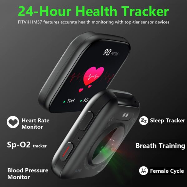 FITVII Health & Fitness Tracker 2024 (Answer/Make Calls), Smart Watch with 24/7 Heart Rate and Blood Pressure, Sleep Tracking, Blood Oxygen Monitor, 120+ Sport Mode Activity Tracker - Image 4