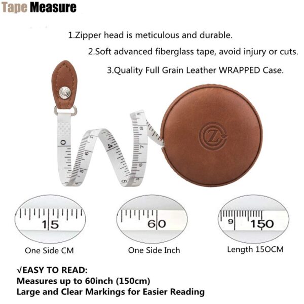 Sewing Tape Measure, Medical Body Cloth Tailor Craft Dieting Measuring Tape, 60 Inch/1.5M Dual Sided Retractable Ruler with Push Button Round - Image 3