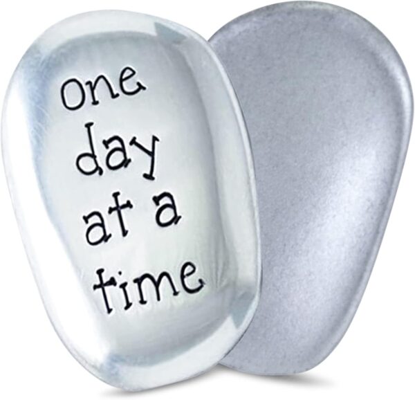 Thumb Stones ONE Day at A TIME Inspirational Gift Soothing Worry Stone Friend Family Affirmation AA - Image 3