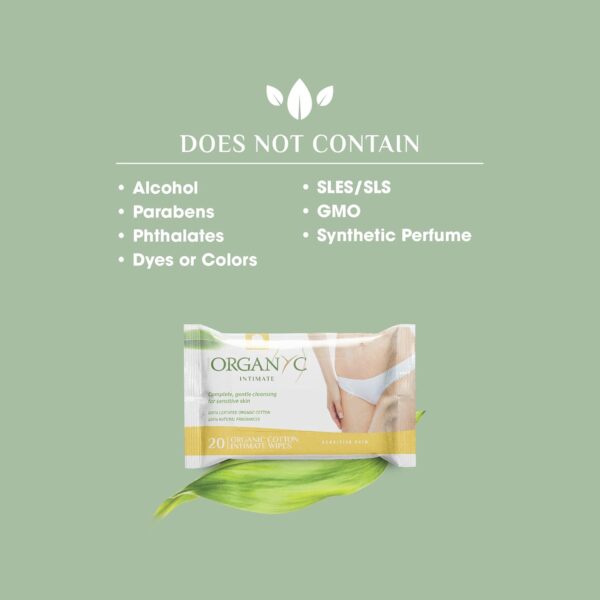 Organyc - 100% Organic Cotton Intimate Wet Wipes, No Parabens, Alcohol, or Chlorine -, White, 20 Count (Pack of 1) (ORGWW1A) - Image 6