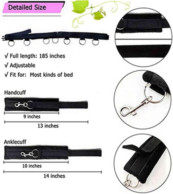 Bed Bonage Kits BDSM Game Sex Bed Restraint for Queen Size Bed Straps Adult Play Bed Restraints for Couples King Bed Hand Leg Cuffs Strap Set Ankle Wrist Blindfold and Hand Ties for Bedroom Sweater - Image 6