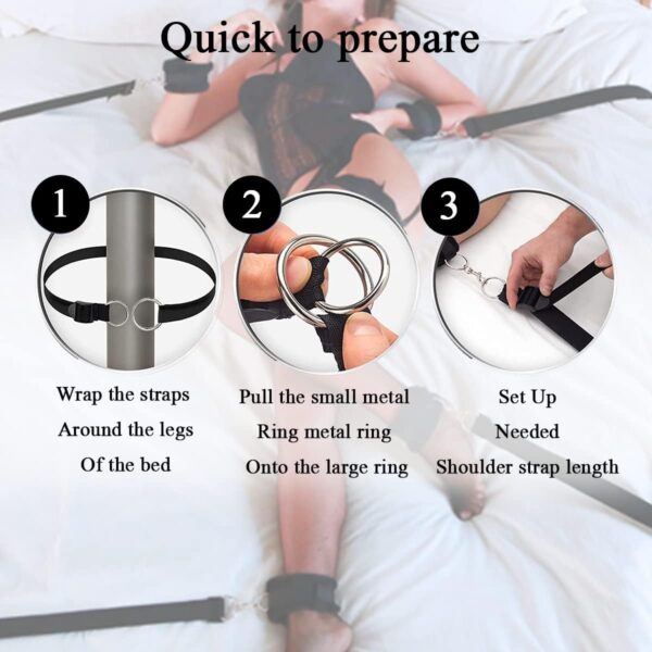 Sexual Bondage Restraints Suit,BDSM Bed Bondage Spouse Sex Toy, Couple Sex Games Bondage Gear Kit, Detachable Multifunction Adjustable Restraint Design - Image 4