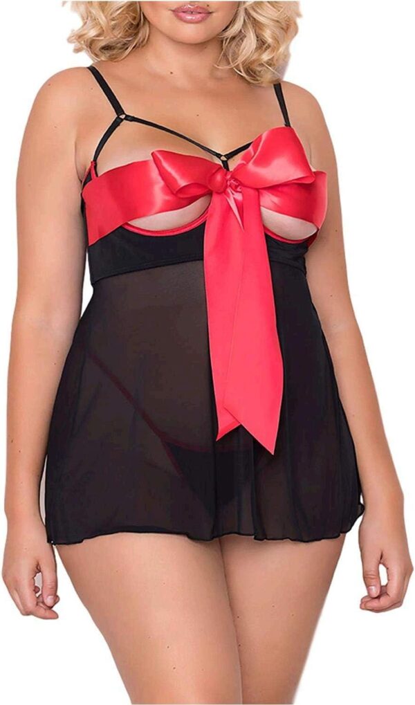 JuicyRose Unwrap Me Babydoll Red Bow Lingerie Set Sleepwear - Image 4