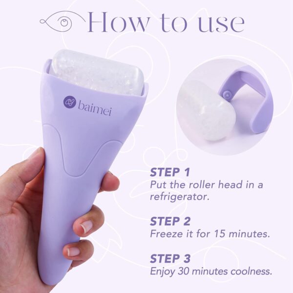 BAIMEI Cryotherapy Ice Roller and Gua Sha Facial Tools Reduces Puffiness Migraine Pain Relief, Skin Care Tools for Face Massager Self Care Gift for Men Women - Purple - Image 4